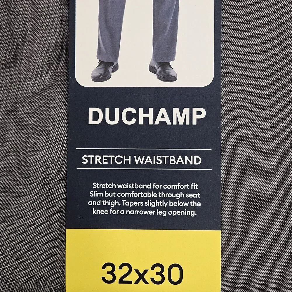 Duchamp Men's Stretch Waistband Slim Fit Dress Pants / Gray / Size 32X30‎